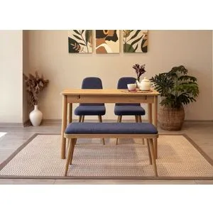 Vina Mini 01 1048 - Tamnoplava Ekstenzibilna Trpezarijska Stolica i Sto Set (4 Delova)