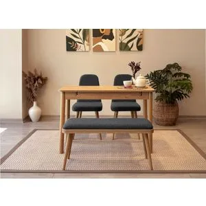Vina Mini 01 1053 - Oak, Anthracite Oak
Anthracite Extendable Dining Table & Chairs Set (4 Pieces)
