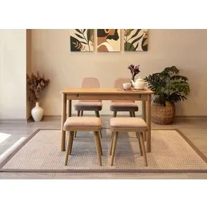 Vina Mini 02 0900 - Sto i stolice od hrasta i kamenog hrasta (5 komada)