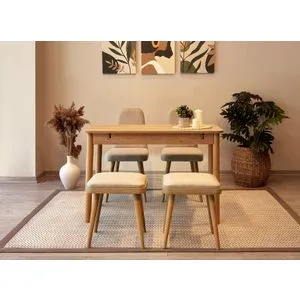 Vina Mini 02 1005 - Oak, Cream Oak
Cream Extendable Dining Table & Chairs Set (5 Pieces)