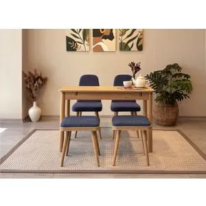 Vina Mini 02 1048 - Tamnoplava Ekstenzibilna Trpeza i Set Stolica (5 Delova)