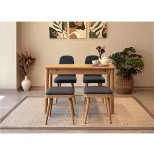 Vina Mini 02 1053 - Oak, Anthracite Oak
Anthracite Extendable Dining Table & Chairs Set (5 Pieces)