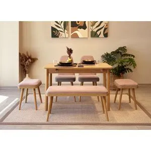 Vina Mini 03 0900 - Sto i stolice od hrasta i kamenog hrasta (6 delova)