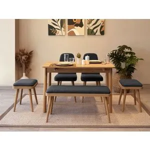 Vina Mini 03 1053 - Oak, Anthracite Oak
Anthracite Extendable Dining Table & Chairs Set (6 Pieces)