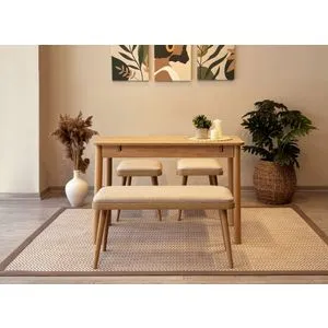 Vina Mini 04 1005 - Oak, Cream Oak
Cream Extendable Dining Table & Chairs Set (4 Pieces)
