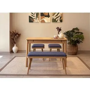 Vina Mini 04 1048 - Tamnoplavi Ekstenzibilni Trpezarijski Sto i Stolice (4 Komada)