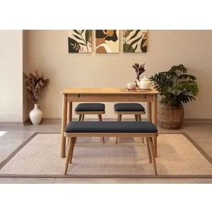 Vina Mini 04 1053 - Ekstenzibilni Trpezarijski Sto i Stolice Set (4 Delova)