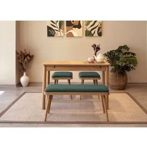 Vina Mini 04 1070 - Oak, Green Oak
Green Extendable Dining Table & Chairs Set (4 Pieces)