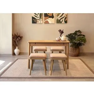 Vina Mini 05 0900 - Oak, Stone Oak
Stone Extendable Dining Table & Chairs Set (5 Pieces)