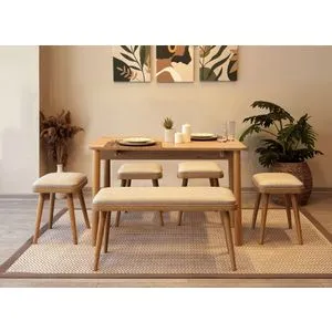 Vina Mini 06 1005 - Oak, Cream Oak
Cream Extendable Dining Table & Chairs Set (6 Pieces)