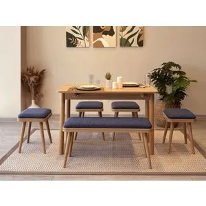 Vina Mini 06 1048 - Oak, Dark Blue Oak
Dark Blue Extendable Dining Table & Chairs Set (6 Pieces)