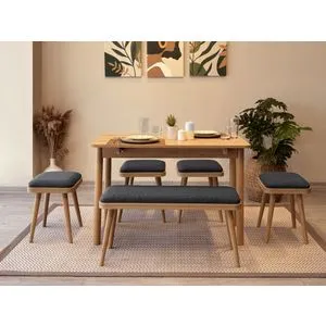 Vina Mini 06 1053 - Oak, Anthracite Oak
Anthracite Extendable Dining Table & Chairs Set (6 Pieces)
