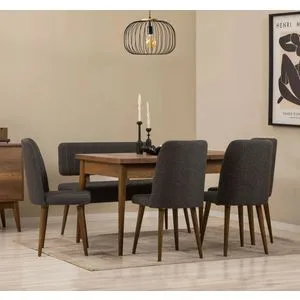 Vina - Walnut, Anthracite Walnut
Anthracite Extendable Dining Table & Chairs Set (6 Pieces)