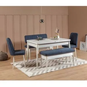 Vina White Dark Blue White
Dark Blue Extendable Dining Table & Chairs Set (5 Pieces)