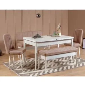 Vina White Stone White
Stone Extendable Dining Table & Chairs Set (5 Pieces)