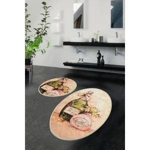 Violeta Oval Multicolor Set Tepiha za Kupatilo (2 Komada)