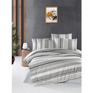 Vitali Sivi i Beli Ranforce Set Posteljine za Duvet