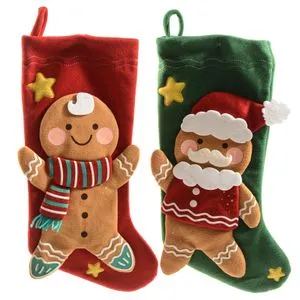 Viter novogodišnja božična čarapa gingerbread 25x47cm