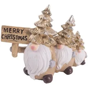 Viter Novogodišnja figura 3 patuljka zlatni