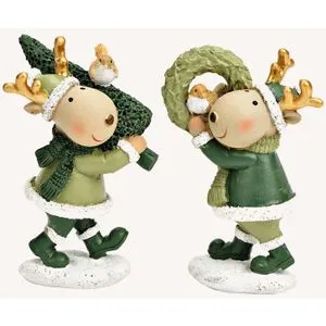 Viter Novogodišnja figura irvas i ptičica h11cm