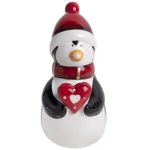Viter novogodišnja figura sneško i pingvin sa srcem h13cm