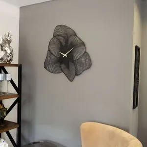 Wallity Azalea Metalni Zidni Sat - APS039 49 - Crni Dekorativni Metalni Zidni Sat