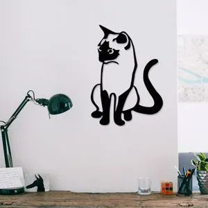 Wallity Cat 2 Crni Metalni Ukras za Zid