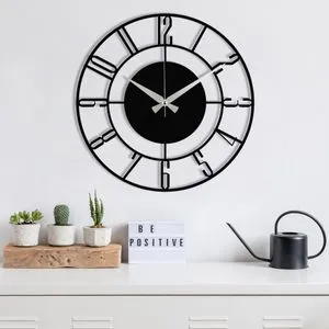 Wallity Enzoclock - S011 Crni Dekorativni Metalni Zidni Sat