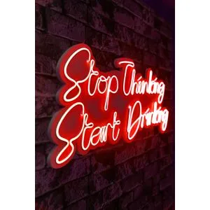Wallity Stop Thinking Start Drinking - Crvena dekorativna plastična LED rasveta