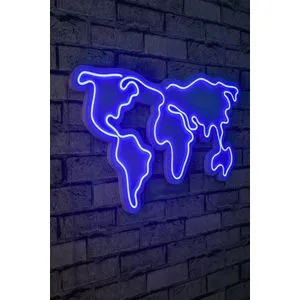 Wallity World Map - Plava Dekorativna Plastična LED Rasveta