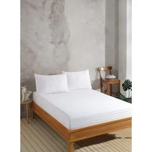Water Yollu Saten - White White Single Sheet Set