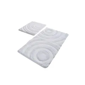 Wave - Set od bele akrilne prostirke za kupatilo (2 komada)