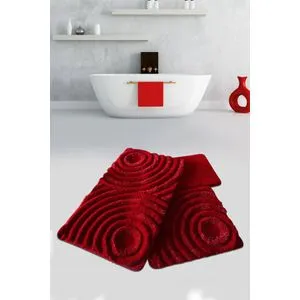 Wave set od kupatilskih prostirki - crvena (3 komada)