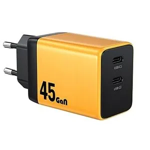WEKOME Superbrzi Strujni GaN Punjac, 2-porta USB (2 x 3.1 tipC) 45W, žuti WP-U33