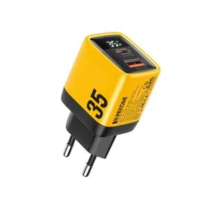 WEKOME Superbrzi Strujni GaN Punjac, 2-porta USB (3.0 i 3.1 tipC) 35W W/Display, žuti WP-U25