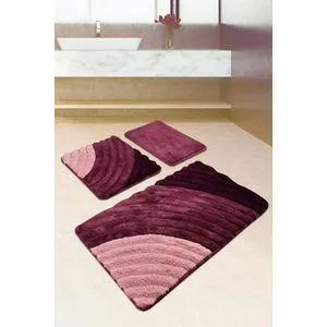 Well - Purple Multicolor Acrylic Bathmat Set (3 Pieces)