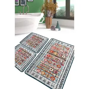 Weref Multicolor Bathmat Set (3 Pieces)