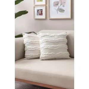 White 2026 White Cushion Cover Set (2 Pieces)