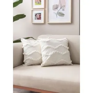White 2027 White Cushion Cover Set (2 Pieces)