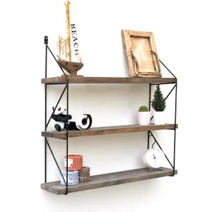 Wr040 Walnut
Black Wall Shelf