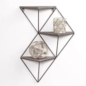 Wr044 Walnut
Black Decorative Wooden Wall Shelf