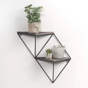 Wr045 Walnut
Black Decorative Wooden Wall Shelf
