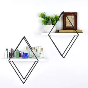 Wr057 White Decorative Metal Wall Shelf