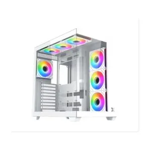 Xigmatek Aqua V Air Arctic kućište Mid Tower, 7 ARGB ventilatora, dva kaljena stakla, belo
