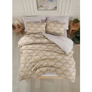 Yelpaze - Smeđi King Posteljina Set