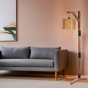 Yeni Liza Ceviz Lambader Silindir Bambu 01 Abajurlu