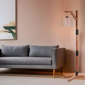 Yeni Liza Ceviz Lambader Silindir Bambu 04 Abajurlu