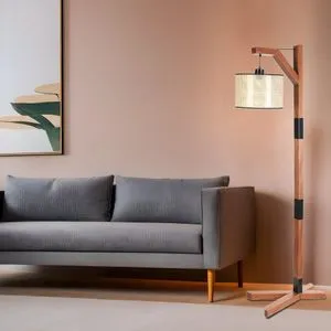 Yeni Liza Ceviz Lambader Silindir Petek Abajurlu Walnut
Beige Floor Lamp