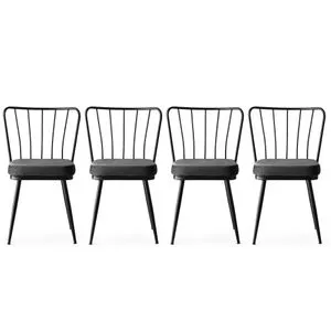 Yıldız - 942 V4 Black Chair Set (4 Pieces)