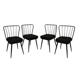 Yıldız 943 V4 Black Chair Set (4 Pieces)